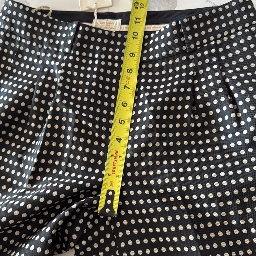 KATE SPADE NY Avery Crop Dress Career Trouser Pants Black Polka Dot Womens 4 NEW